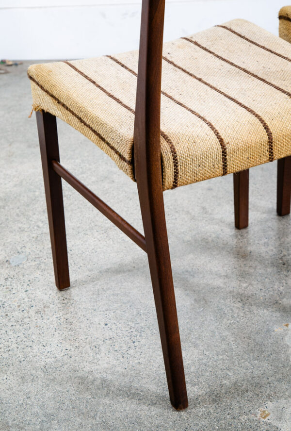 Mid Century Danish Modern Dining Chairs Set 4 Rosewood Striped Denmark Brown Mcm - Image 10