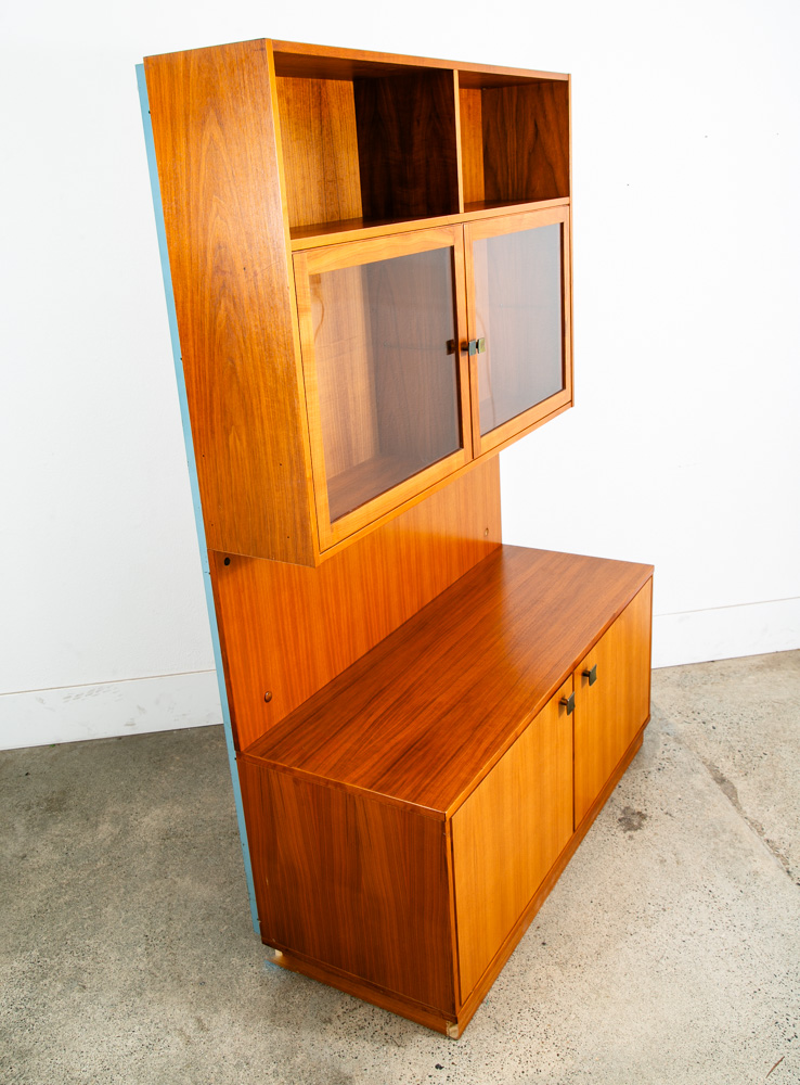 Mid Century Danish Modern Cabinet Wall Unit Hutch Credenza Display Teak Glass - Image 2