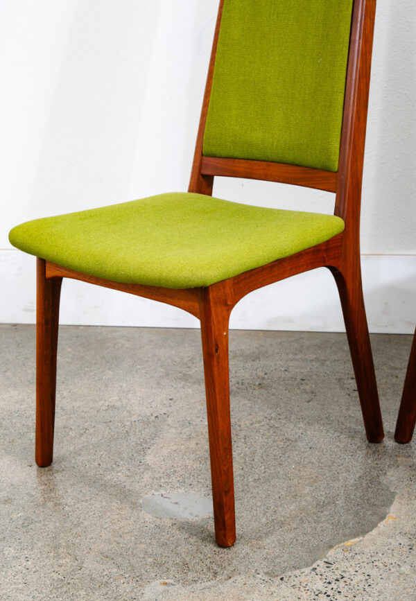 Mid Century Modern Dining Chairs Pair Set Green Sculptural Walnut High Back Mcm - Image 7