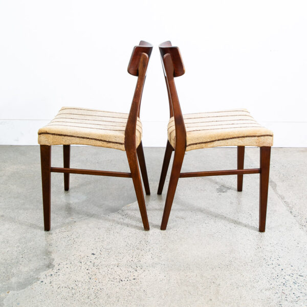 Mid Century Danish Modern Dining Chairs Set 4 Rosewood Striped Denmark Brown Mcm - Image 6