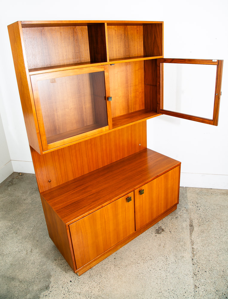 Mid Century Danish Modern Cabinet Wall Unit Hutch Credenza Display Teak Glass - Image 5