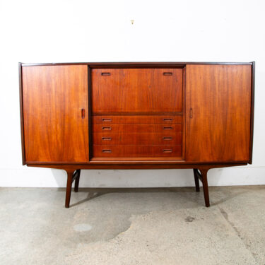 Mid Century Danish Modern Credenza Sideboard Teak Bar Sliding Doors Mcm