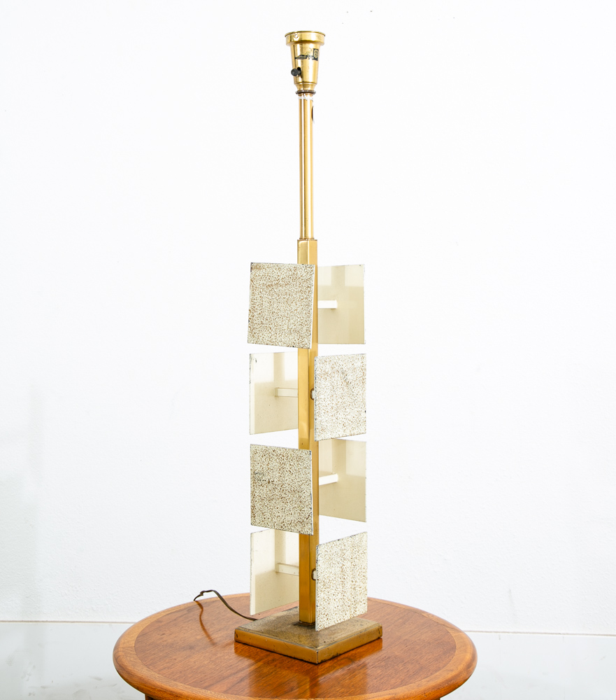 Mid Century Modern Table Lamp Rembrandt Light Lighting Brass White Metal Large