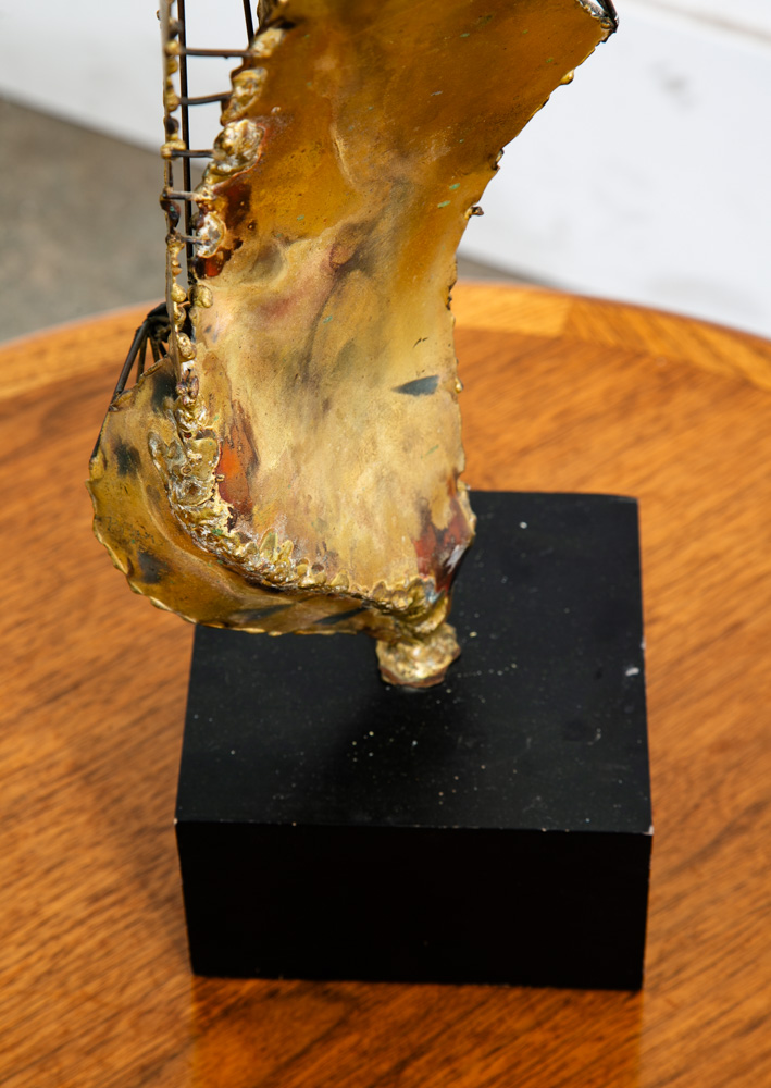 Mid Century Modern Sculpture Brass Metal Modernist Abstract Black Base Vintage - Image 9