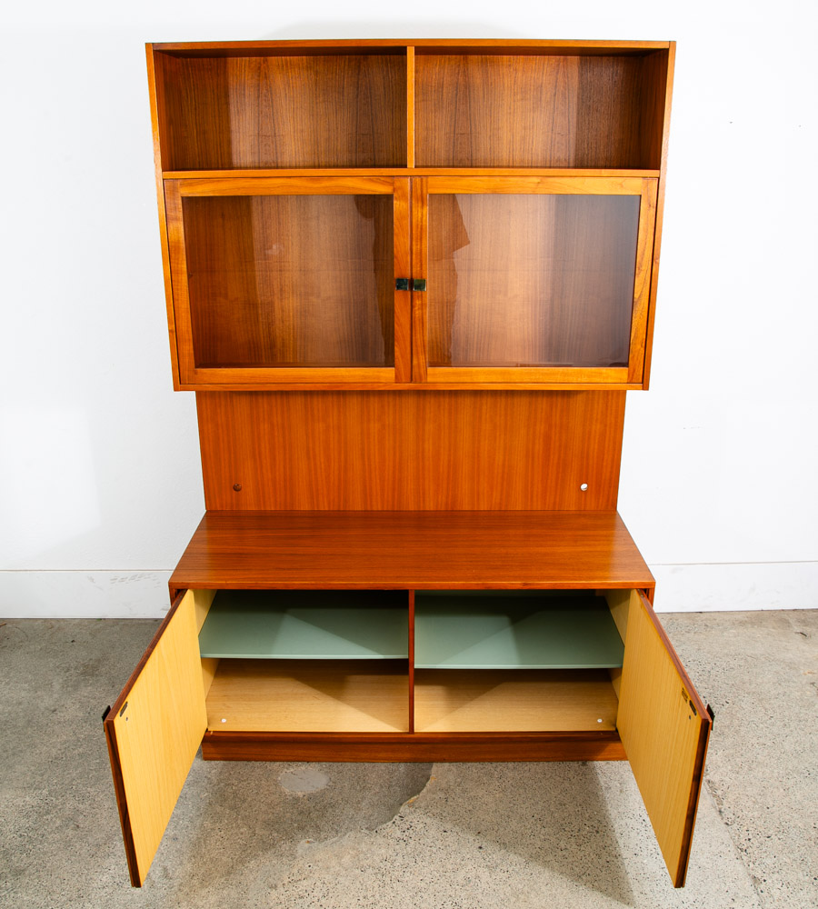 Mid Century Danish Modern Cabinet Wall Unit Hutch Credenza Display Teak Glass - Image 7