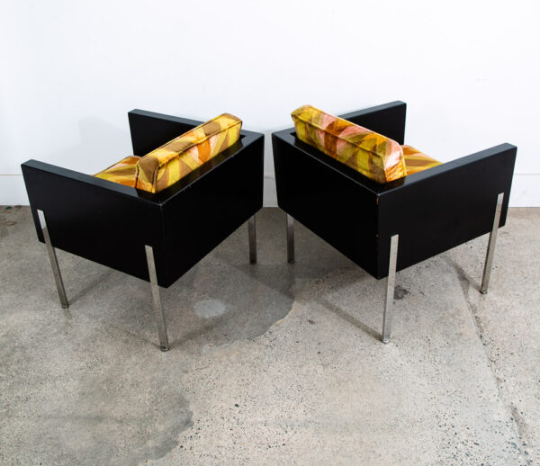 Mid Century Modern Lounge Chairs Harvey Probber #248 Architectural Cube Chrome - Image 3
