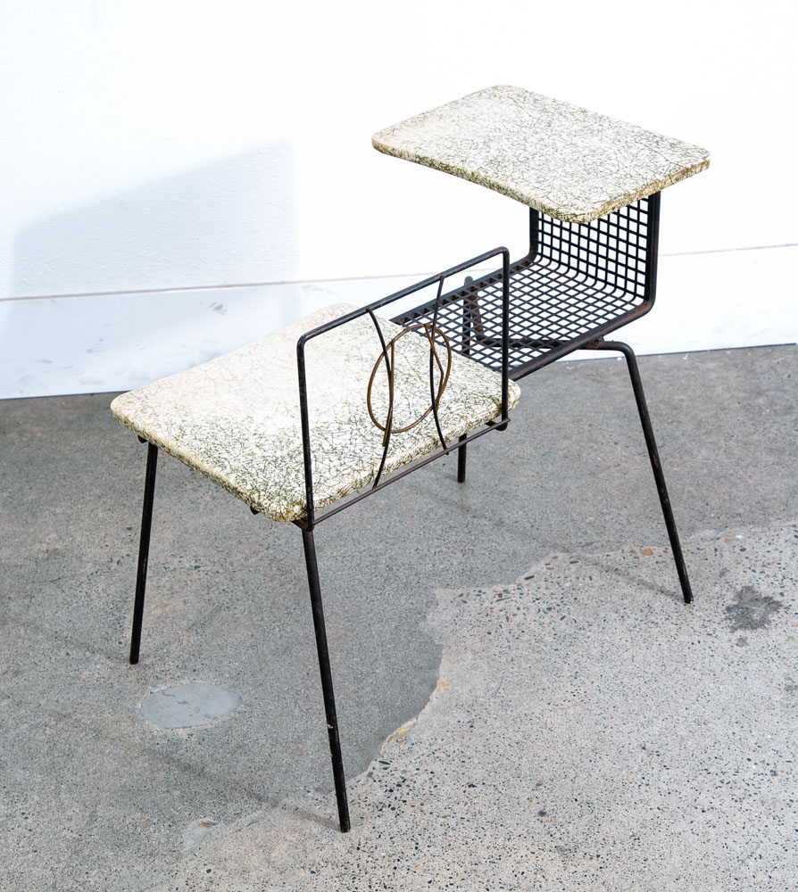 Mid Century Modern Gossip Bench Telephone Table Entryway Beard Vintage Metal Mcm - Image 10