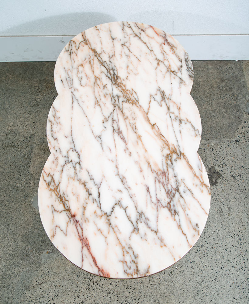 Mid Century Modern Coffee Table Marble Sculptural Vintage Mcm Hairpin Oval White - Image 2