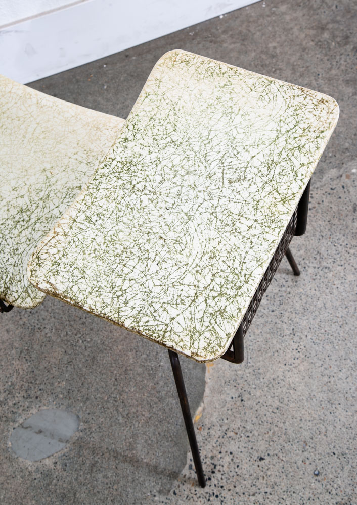 Mid Century Modern Gossip Bench Telephone Table Entryway Beard Vintage Metal Mcm - Image 12