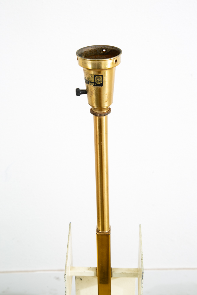 Mid Century Modern Table Lamp Rembrandt Light Lighting Brass White Metal Large - Image 5