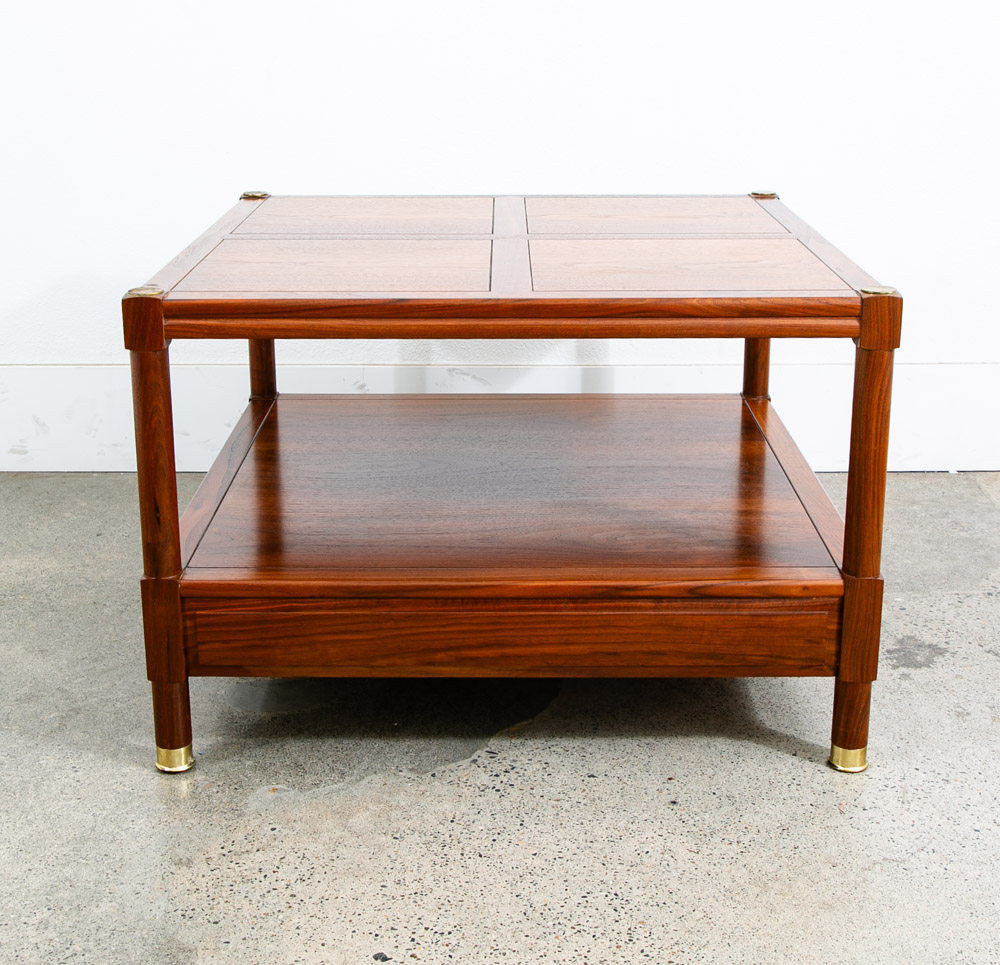 Mid Century Danish Modern End Table Side Entryway Rosewood Drawer Brass Wood Mcm - Image 7