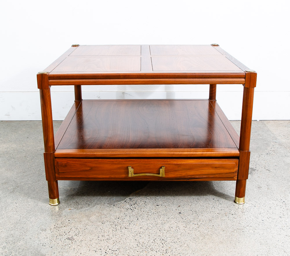 Mid Century Danish Modern End Table Side Entryway Rosewood Drawer Brass Wood Mcm - Image 3