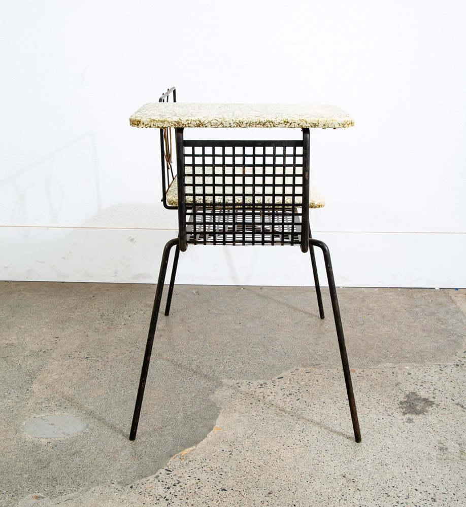 Mid Century Modern Gossip Bench Telephone Table Entryway Beard Vintage Metal Mcm - Image 5