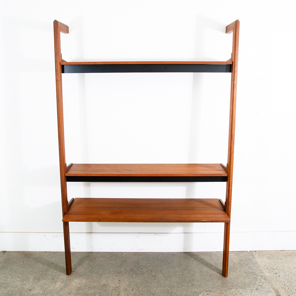 Mid Century Modern Wall Unit Shelving Cabinet Walnut Vintage 1 Bay 50.5 x 76.5 H