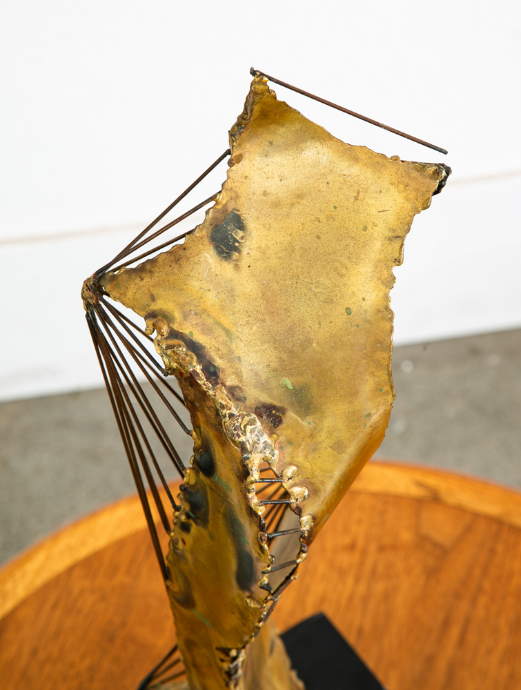 Mid Century Modern Sculpture Brass Metal Modernist Abstract Black Base Vintage - Image 8