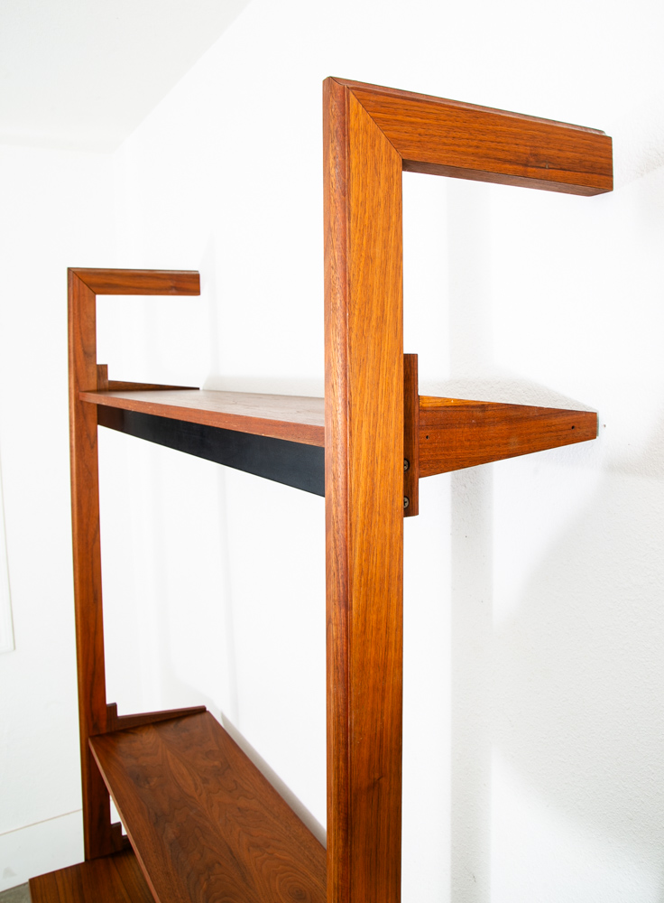 Mid Century Modern Wall Unit Shelving Cabinet Walnut Vintage 1 Bay 50.5 x 76.5 H - Image 11