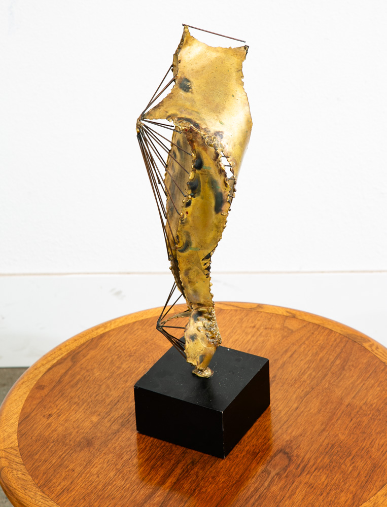 Mid Century Modern Sculpture Brass Metal Modernist Abstract Black Base Vintage - Image 6