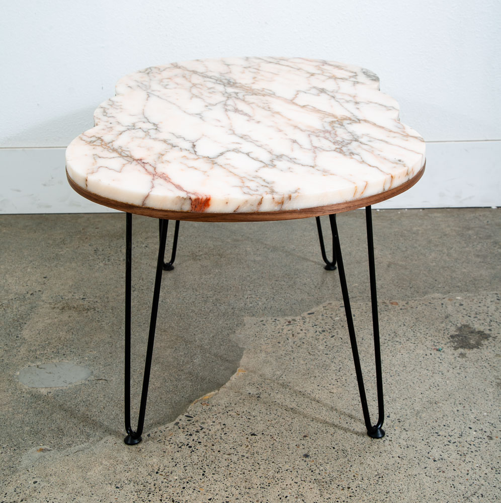 Mid Century Modern Coffee Table Marble Sculptural Vintage Mcm Hairpin Oval White - Image 6