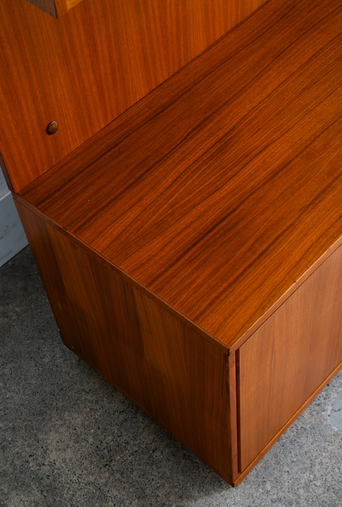 Mid Century Danish Modern Cabinet Wall Unit Hutch Credenza Display Teak Glass - Image 11