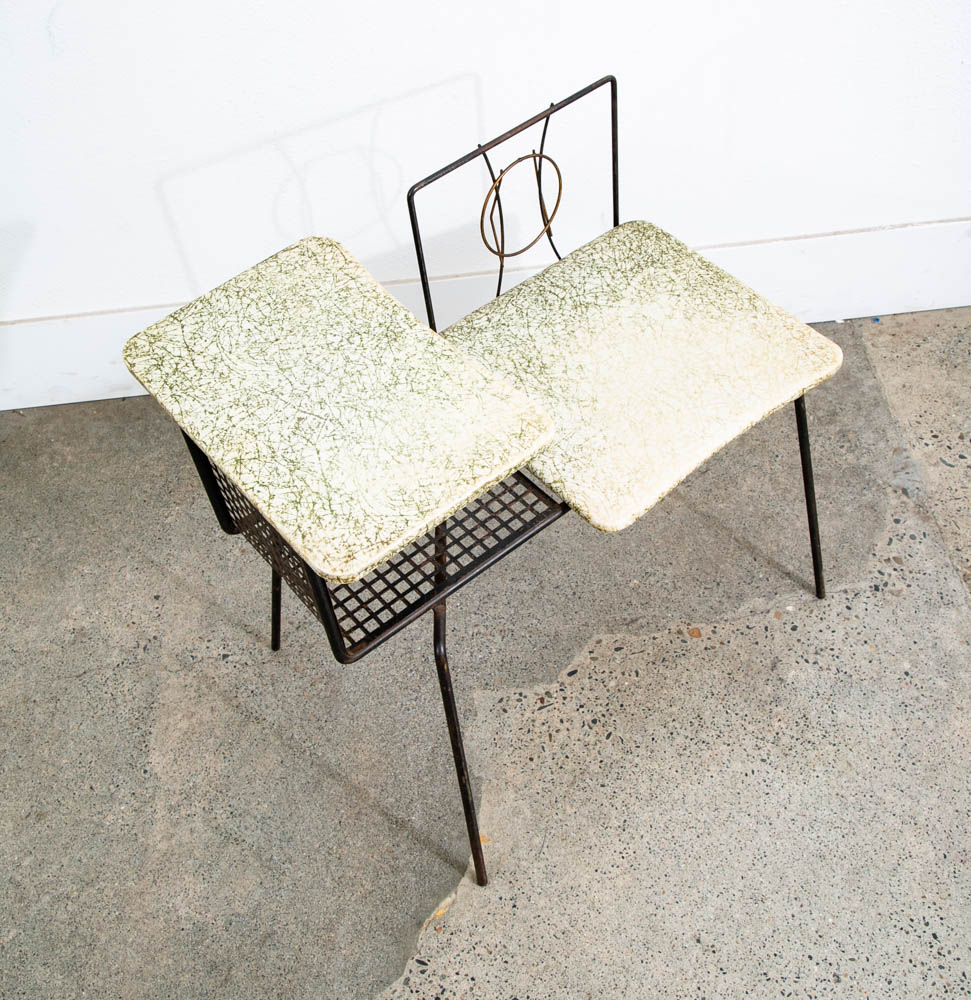 Mid Century Modern Gossip Bench Telephone Table Entryway Beard Vintage Metal Mcm - Image 2