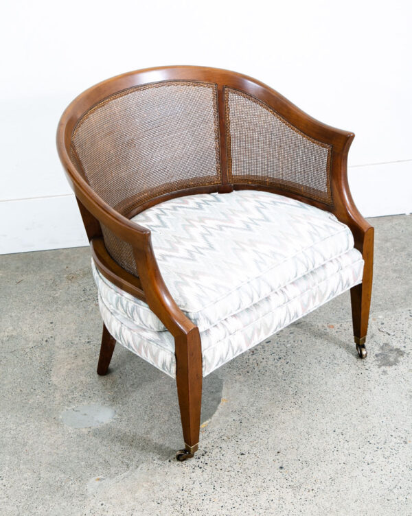 Mid Century Modern Lounge Chairs Armchairs Set Cane Back Brown Grey White Mcm - Image 5