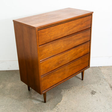 Mid Century Modern Dresser Highboy Walnut 4 Drawer Wood Vintage Handle Wards Mcm