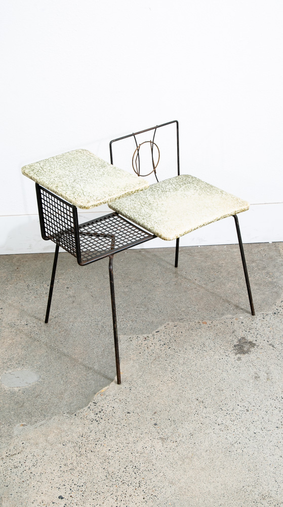 Mid Century Modern Gossip Bench Telephone Table Entryway Beard Vintage Metal Mcm - Image 9