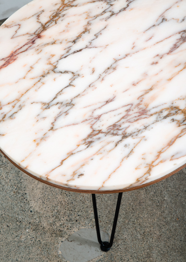 Mid Century Modern Coffee Table Marble Sculptural Vintage Mcm Hairpin Oval White - Image 8