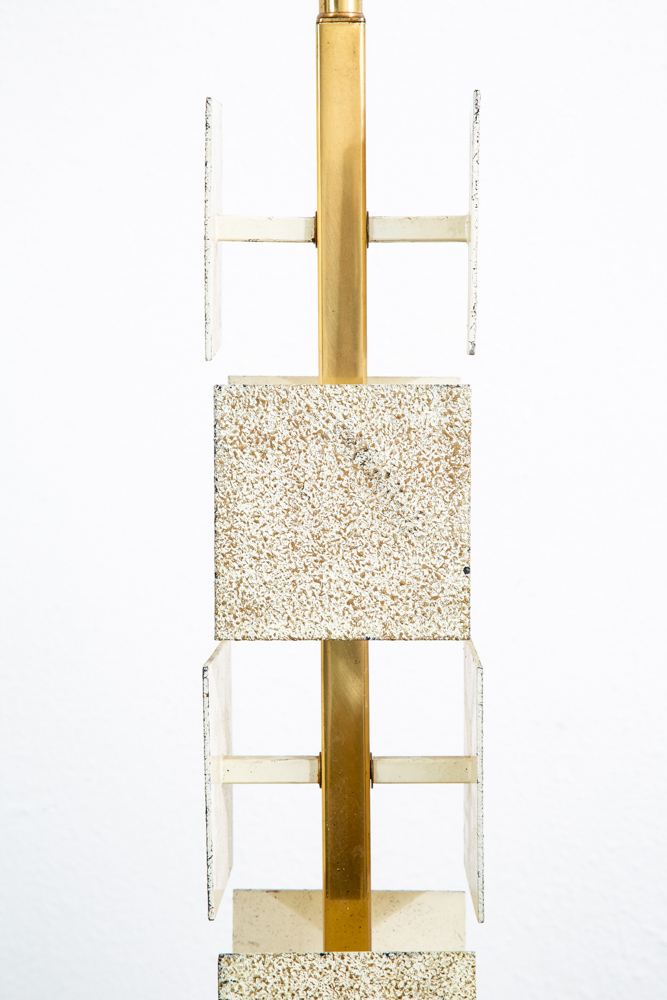 Mid Century Modern Table Lamp Rembrandt Light Lighting Brass White Metal Large - Image 3