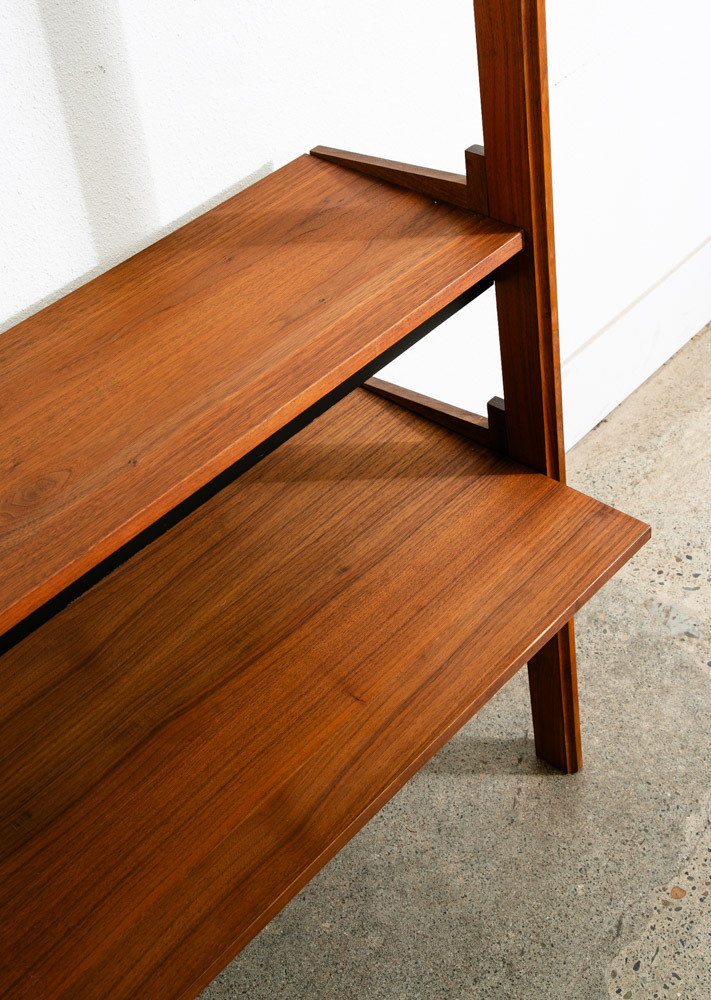 Mid Century Modern Wall Unit Shelving Cabinet Walnut Vintage 1 Bay 50.5 x 76.5 H - Image 10