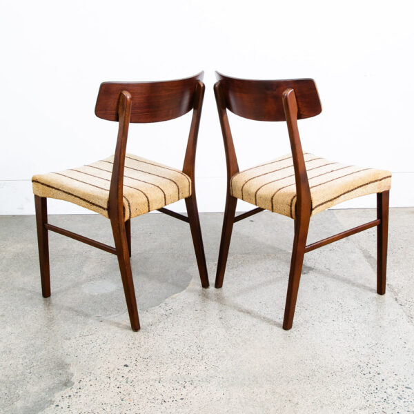 Mid Century Danish Modern Dining Chairs Set 4 Rosewood Striped Denmark Brown Mcm - Image 7