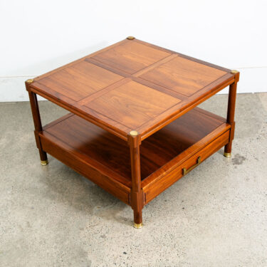 Mid Century Danish Modern End Table Side Entryway Rosewood Drawer Brass Wood Mcm