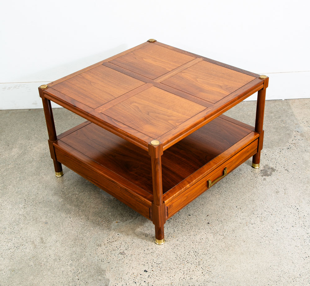 Mid Century Danish Modern End Table Side Entryway Rosewood Drawer Brass Wood Mcm