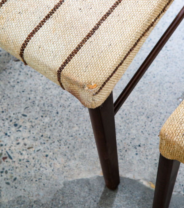 Mid Century Danish Modern Dining Chairs Set 4 Rosewood Striped Denmark Brown Mcm - Image 9