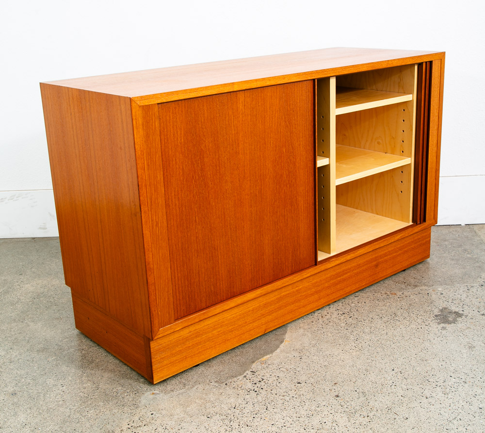 Mid Century Danish Modern Credenza Cabinet Teak Poul Hundevad Tambour Door Mcm - Image 8