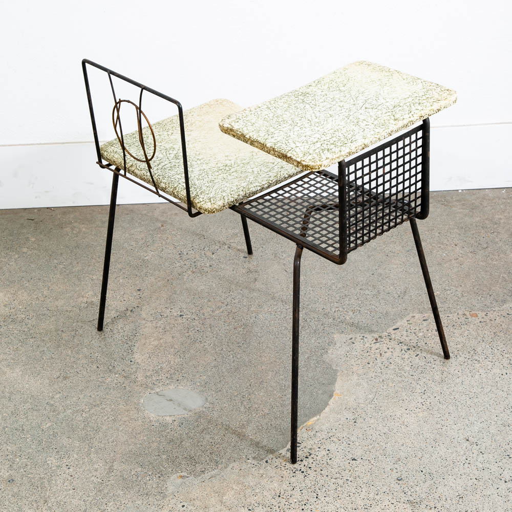 Mid Century Modern Gossip Bench Telephone Table Entryway Beard Vintage Metal Mcm - Image 7