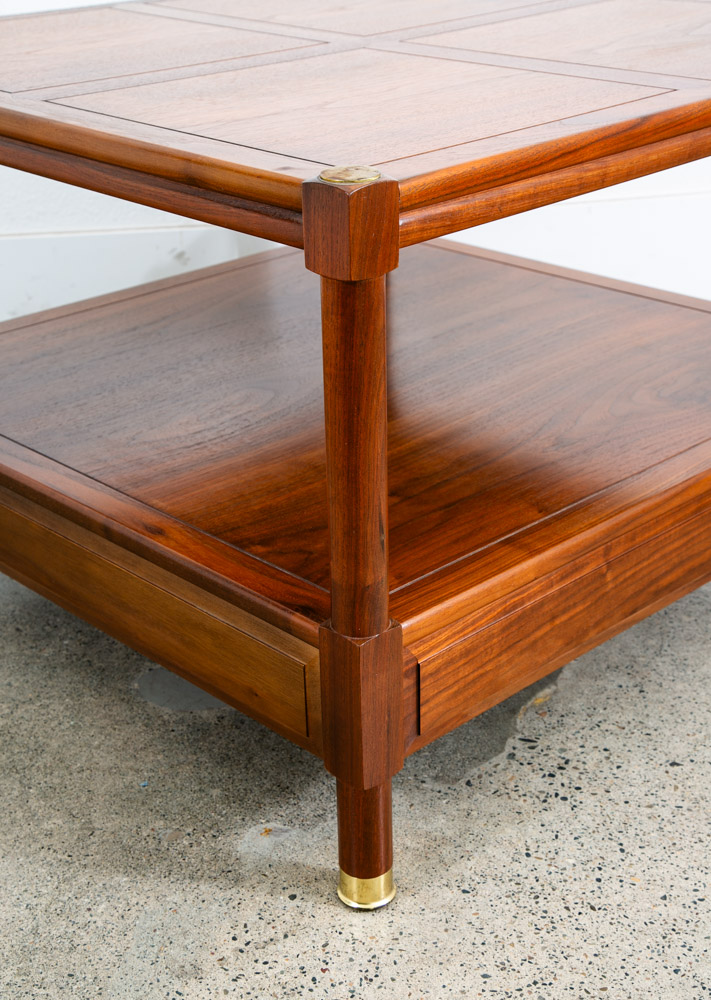 Mid Century Danish Modern End Table Side Entryway Rosewood Drawer Brass Wood Mcm - Image 12