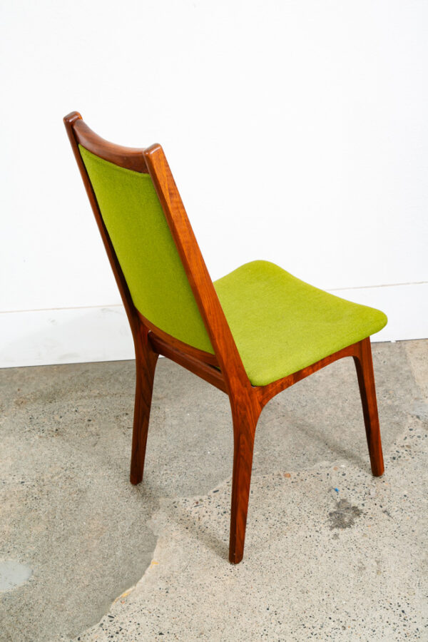 Mid Century Modern Dining Chairs Pair Set Green Sculptural Walnut High Back Mcm - Image 10