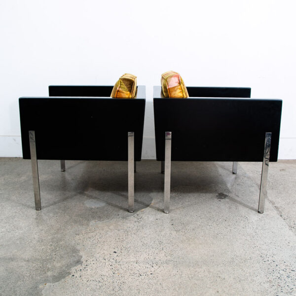 Mid Century Modern Lounge Chairs Harvey Probber #248 Architectural Cube Chrome - Image 2