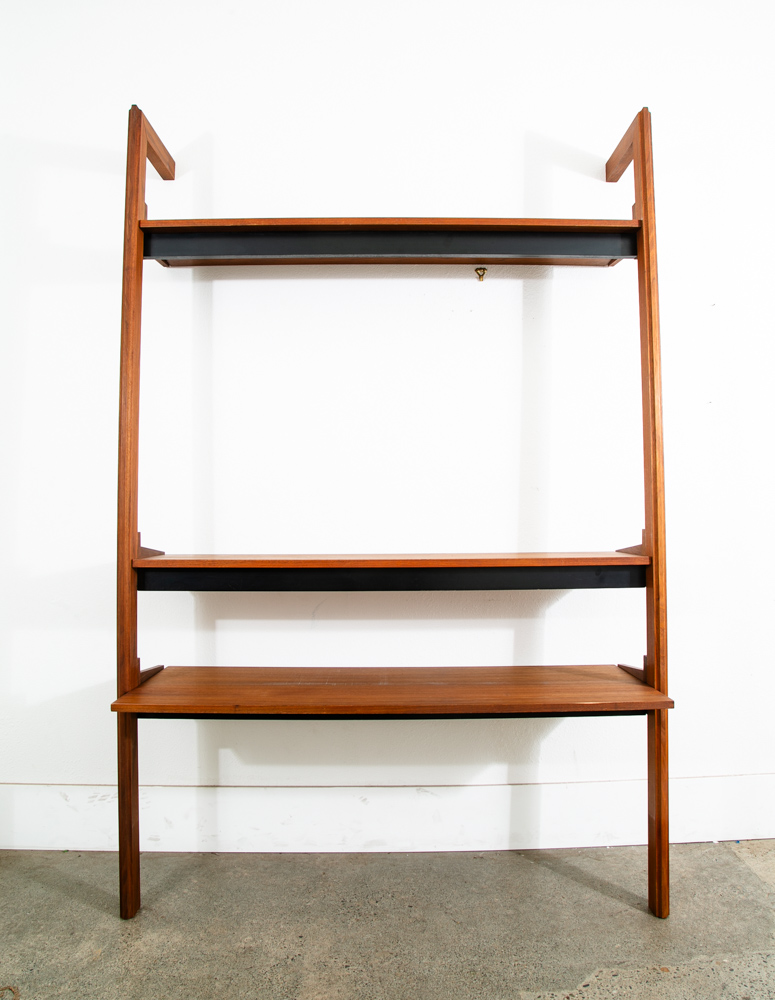 Mid Century Modern Wall Unit Shelving Cabinet Walnut Vintage 1 Bay 50.5 x 76.5 H - Image 5