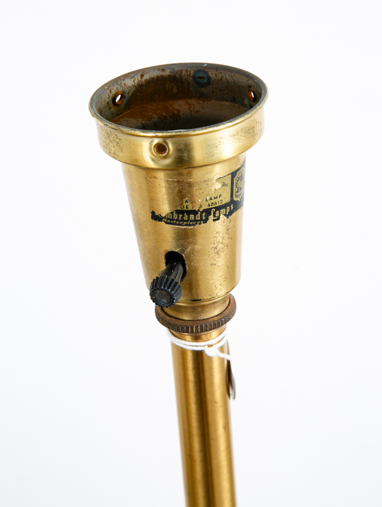 Mid Century Modern Table Lamp Rembrandt Light Lighting Brass White Metal Large - Image 12