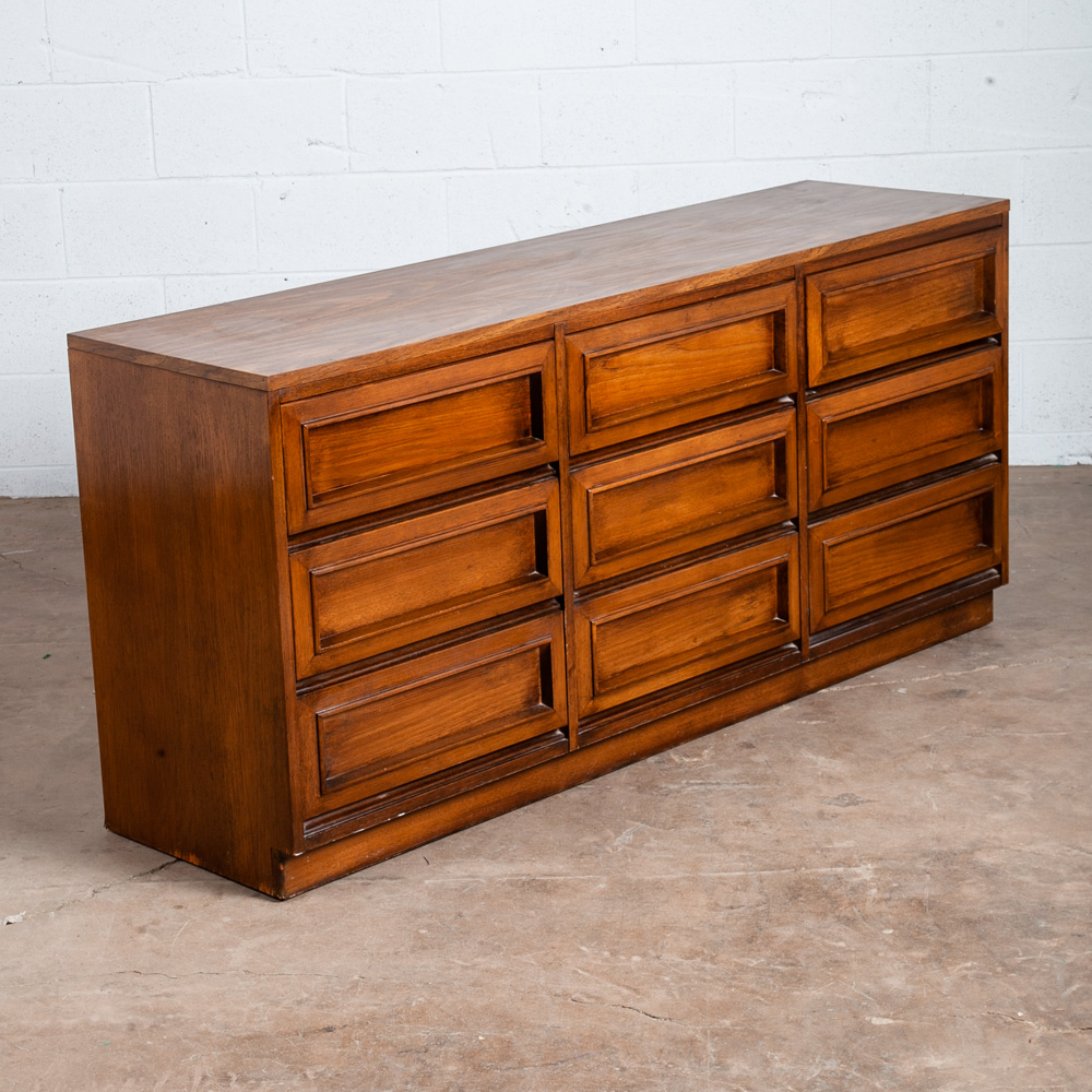 Mid Century Modern Dresser Credenza Morris of California Walnut Drawer 9 drawer