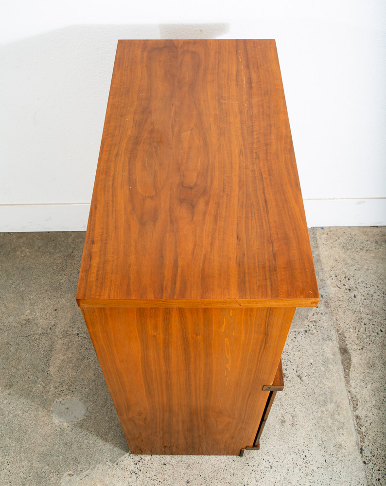 Mid Century Modern Dresser Highboy 4 Drawer Walnut Drew High Brass Trim Mcm - Image 4