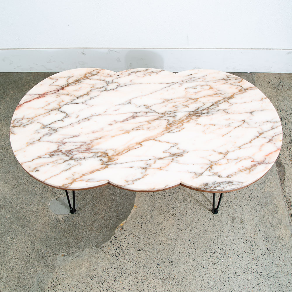 Mid Century Modern Coffee Table Marble Sculptural Vintage Mcm Hairpin Oval White - Image 4