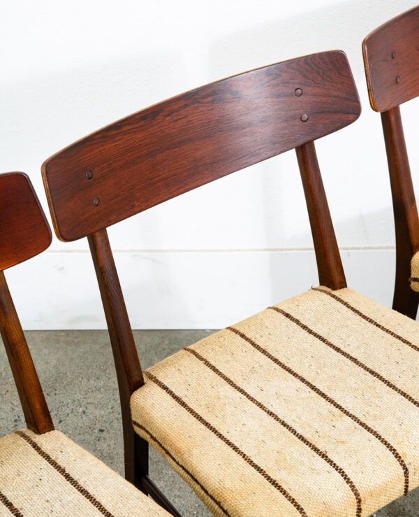 Mid Century Danish Modern Dining Chairs Set 4 Rosewood Striped Denmark Brown Mcm - Image 12