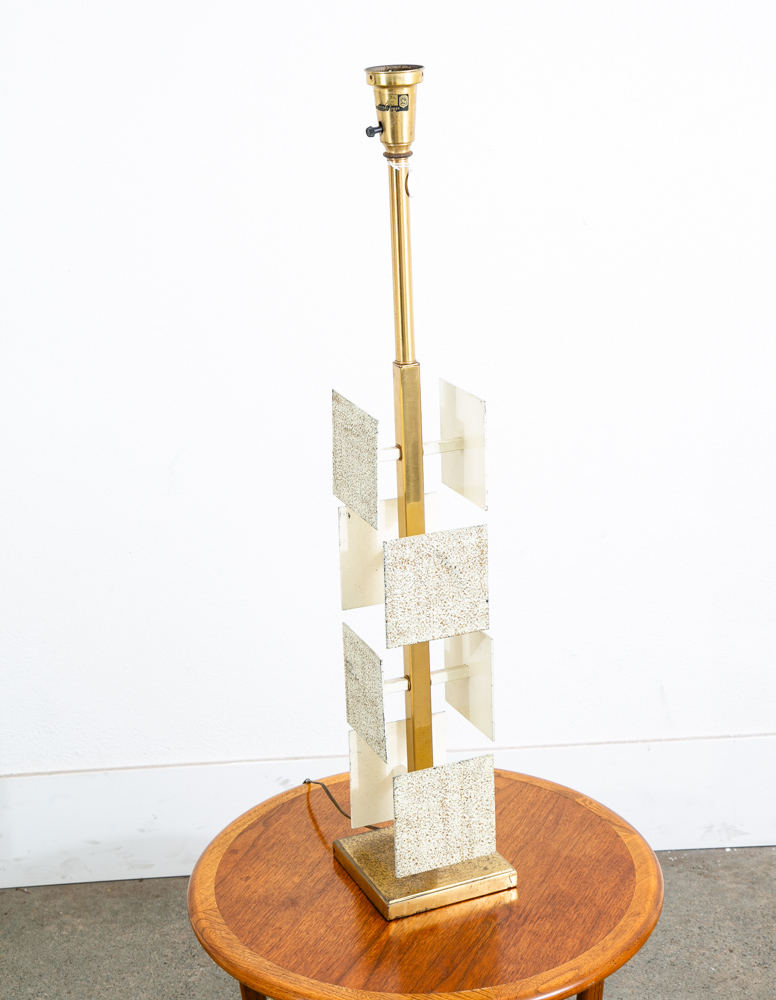 Mid Century Modern Table Lamp Rembrandt Light Lighting Brass White Metal Large - Image 8