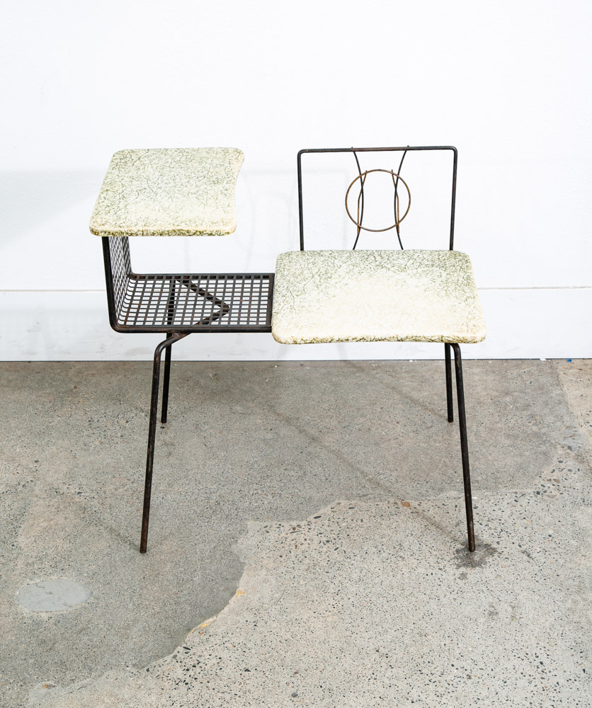 Mid Century Modern Gossip Bench Telephone Table Entryway Beard Vintage Metal Mcm - Image 3