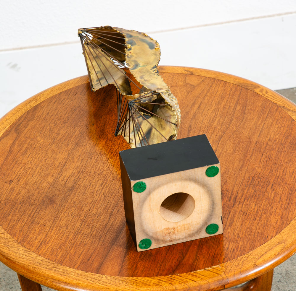 Mid Century Modern Sculpture Brass Metal Modernist Abstract Black Base Vintage - Image 11