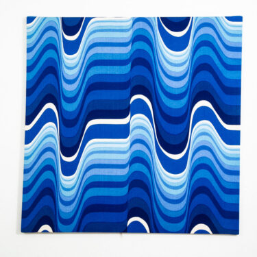 Mid Century Modern Tapestry Wall Art Blue 1970s Waves Frequency Barbara Brown