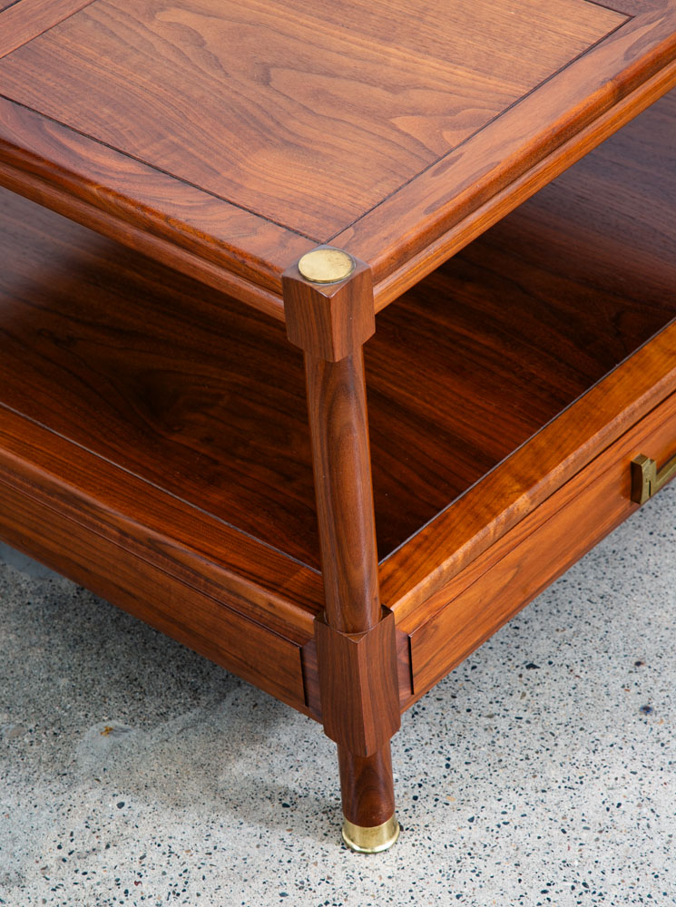 Mid Century Danish Modern End Table Side Entryway Rosewood Drawer Brass Wood Mcm - Image 9